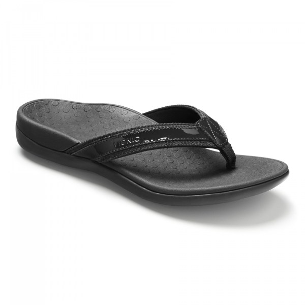 Vionic Sandals Ireland - Tide II Toe Post Sandal Black - Womens Shoes Ireland | UPITO-4315